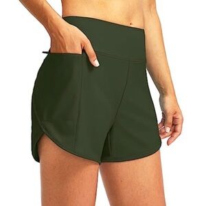 High Waist Olive Green Women's Shorts